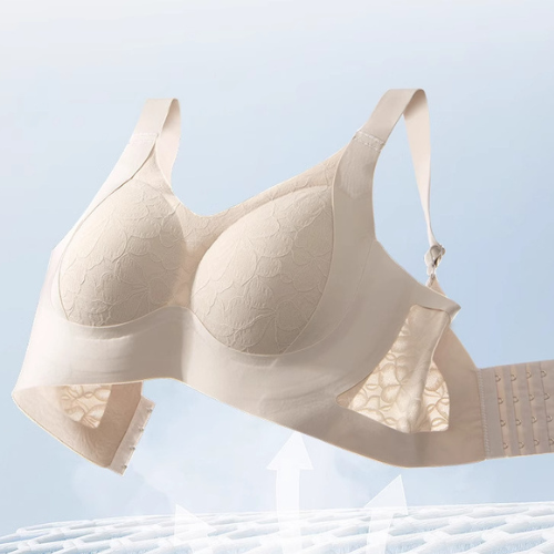 Sweet Flora - Jacquard Fabric Soft Bra With Jelly Gel Sidewings