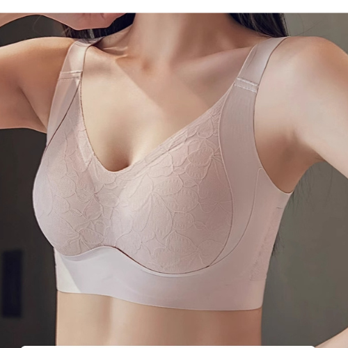 Sweet Flora - Jacquard Fabric Soft Bra With Jelly Gel Sidewings