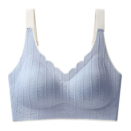Sweet Wind - Scalloped Neckline Embossed Lace Bra