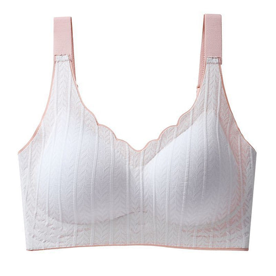 Sweet Wind - Scalloped Neckline Embossed Lace Bra