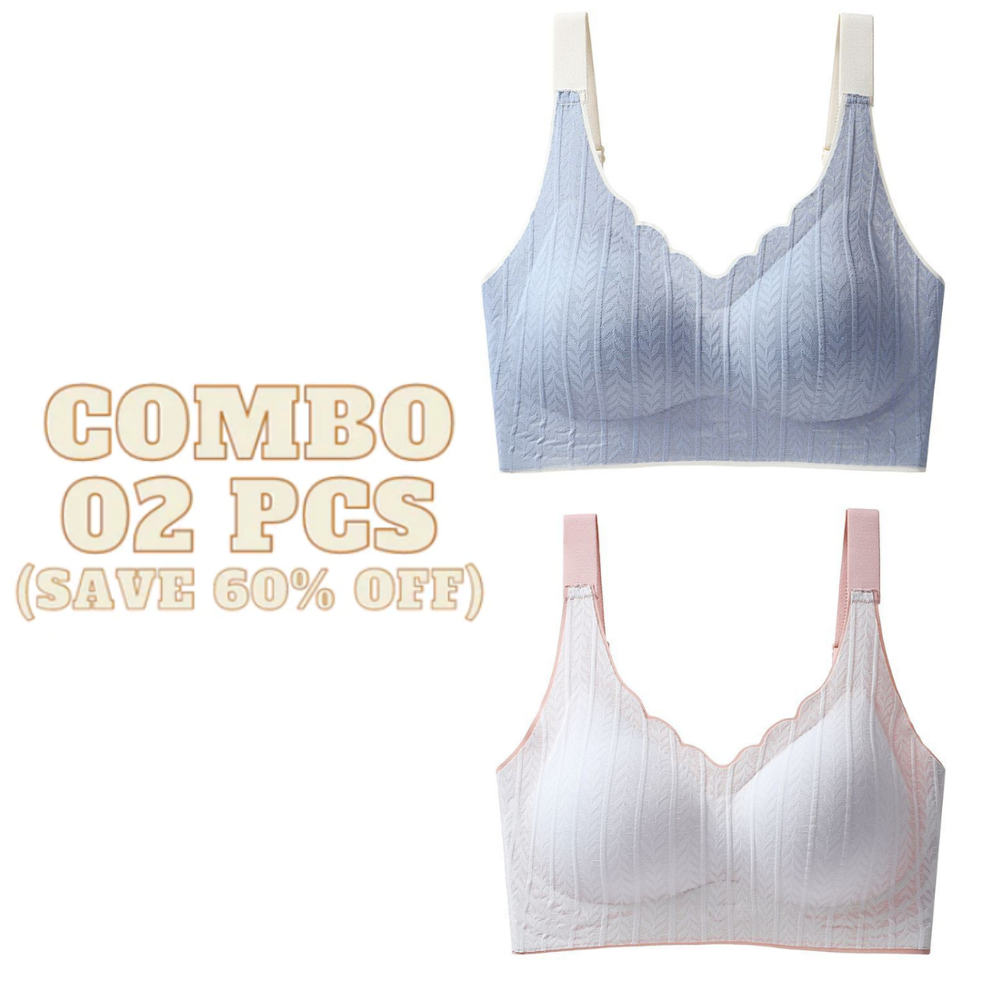 Sweet Wind - Scalloped Neckline Embossed Lace Bra