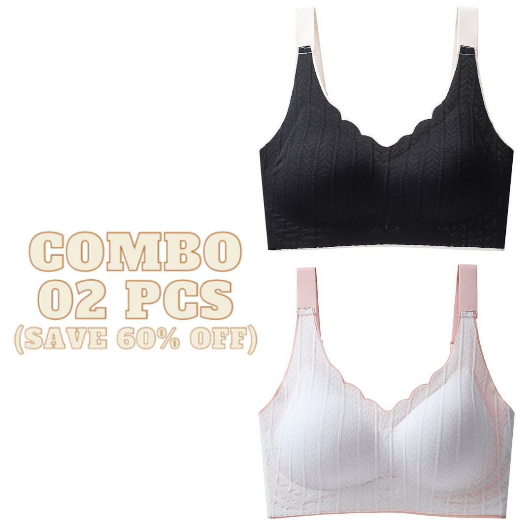 Sweet Wind - Scalloped Neckline Embossed Lace Bra