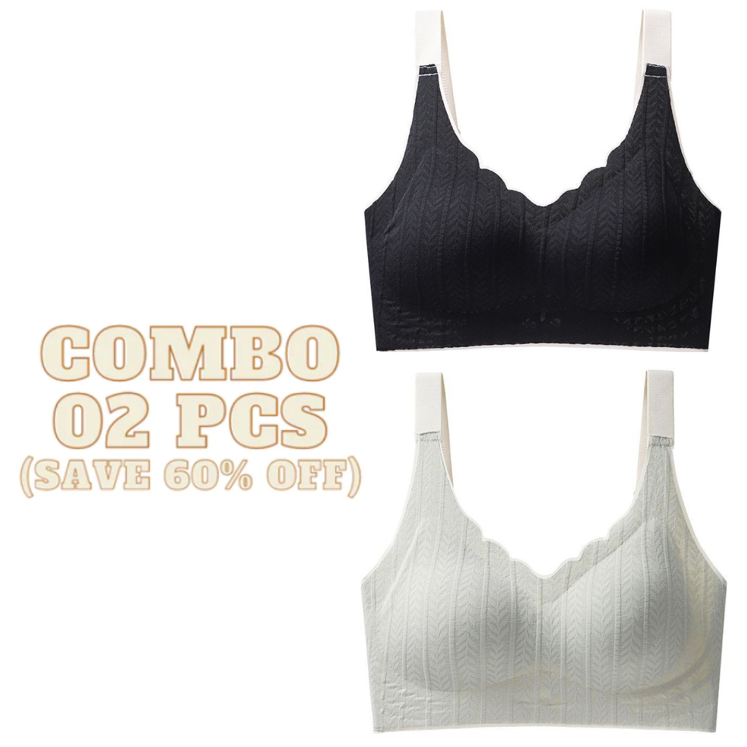 Sweet Wind - Scalloped Neckline Embossed Lace Bra
