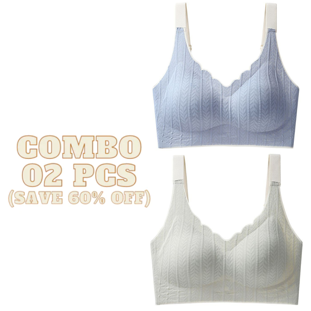 Sweet Wind - Scalloped Neckline Embossed Lace Bra