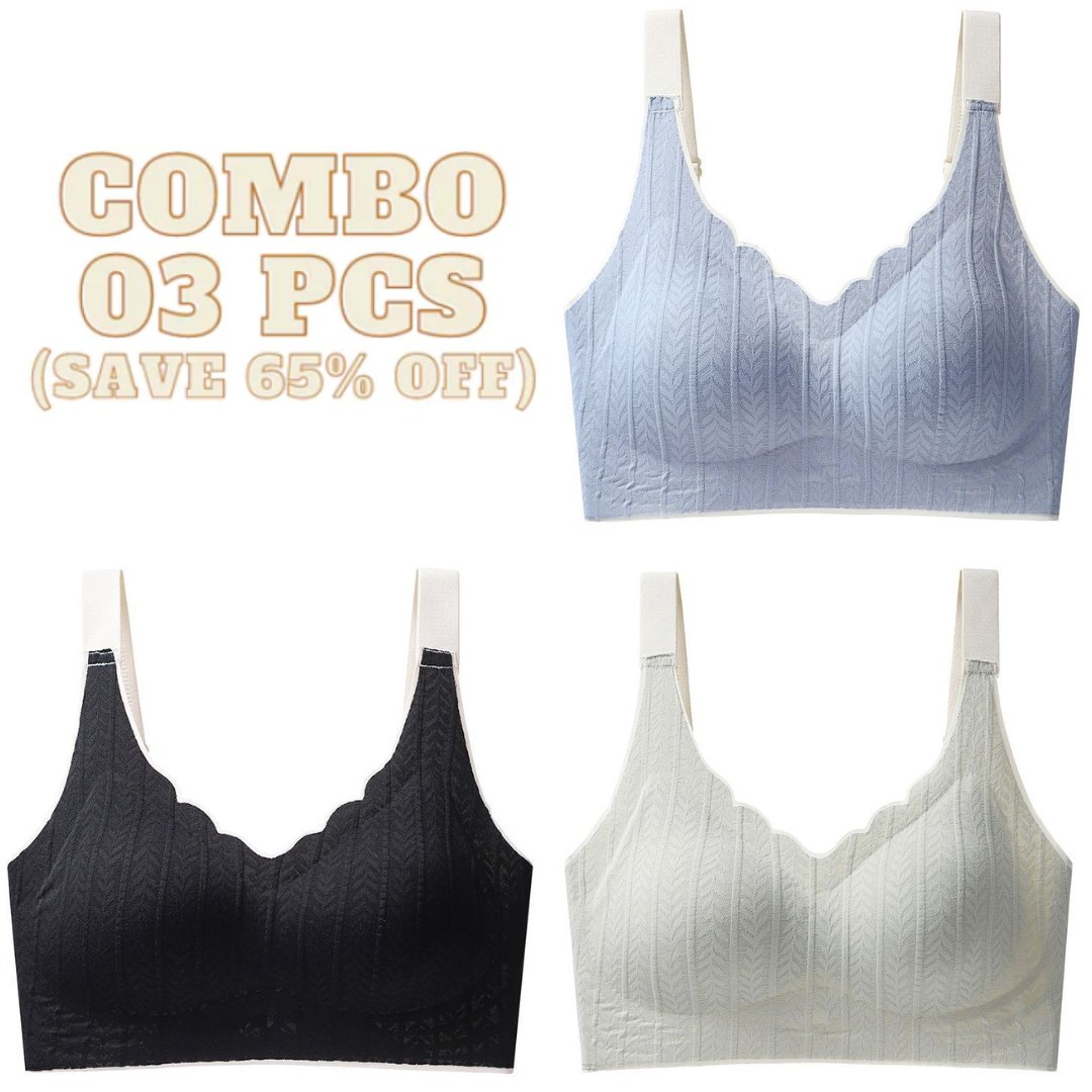 Sweet Wind - Scalloped Neckline Embossed Lace Bra