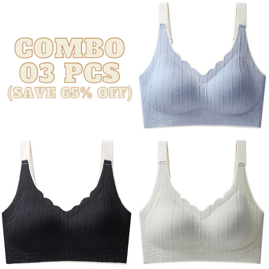 Sweet Wind - Scalloped Neckline Embossed Lace Bra