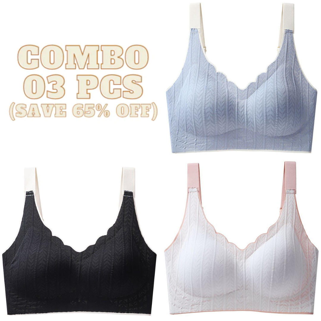 Sweet Wind - Scalloped Neckline Embossed Lace Bra