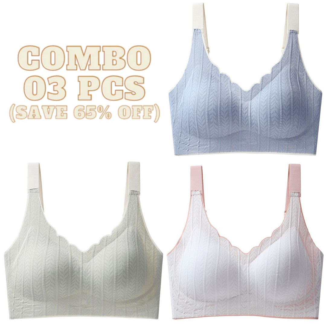 Sweet Wind - Scalloped Neckline Embossed Lace Bra