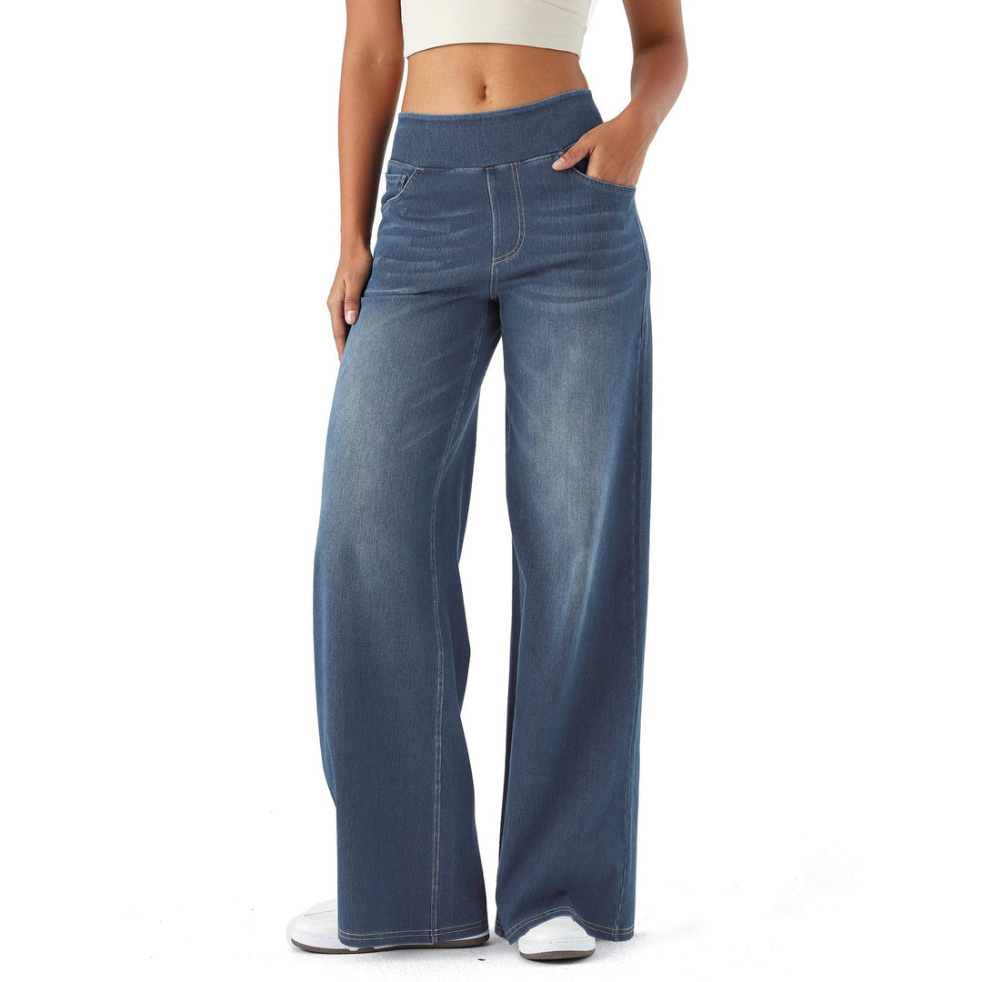 SweetComfy - Women’s High-Waisted Wide-Leg Jeans – Comfortable Stretchy Casual Denim