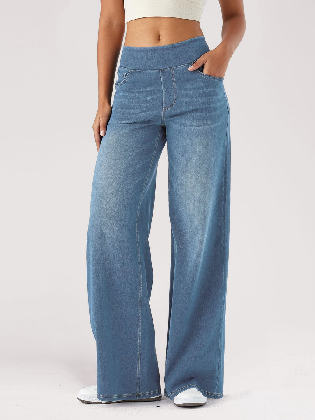 SweetComfy - Women’s High-Waisted Wide-Leg Jeans – Comfortable Stretchy Casual Denim