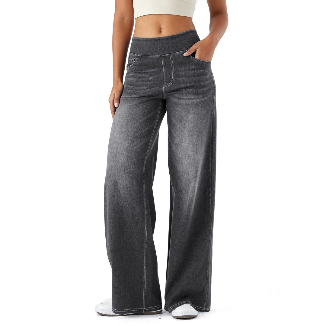 SweetComfy - Women’s High-Waisted Wide-Leg Jeans – Comfortable Stretchy Casual Denim
