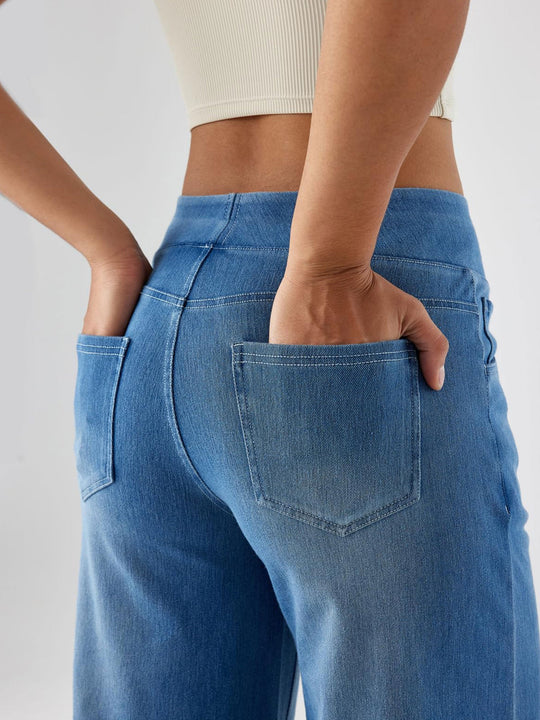 SweetComfy - Women’s High-Waisted Wide-Leg Jeans – Comfortable Stretchy Casual Denim