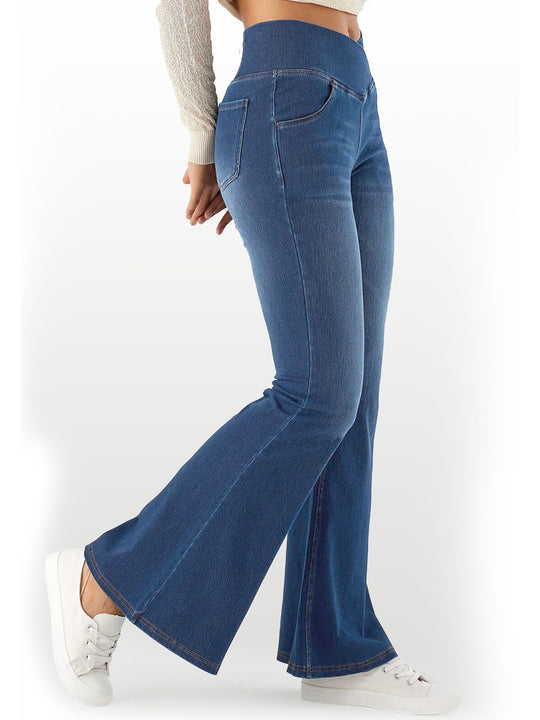 SweetComfy - Women’s High-Waisted Wide-Leg Jeans – Comfortable Stretchy Casual Denim