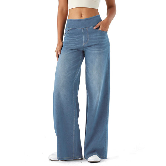 SweetComfy - Women’s High-Waisted Wide-Leg Jeans – Comfortable Stretchy Casual Denim